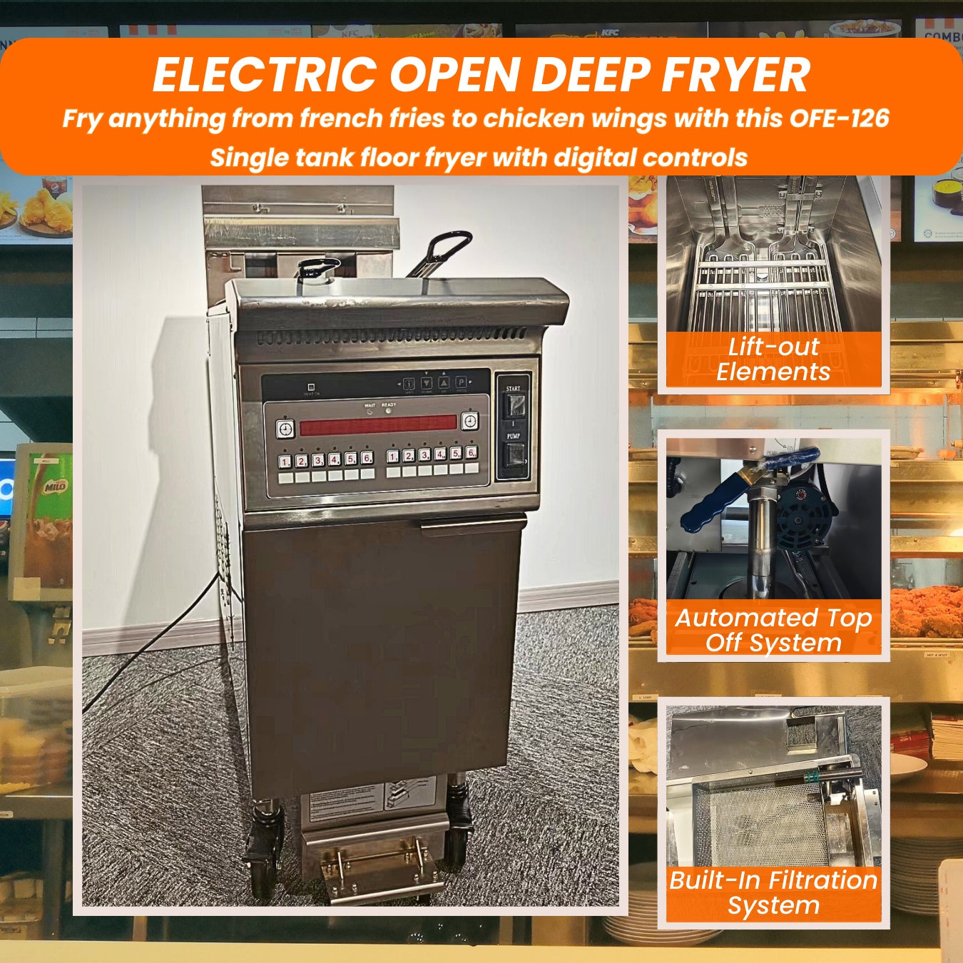 Commercial Single-Tank Electric Deep Fryer OFE-126