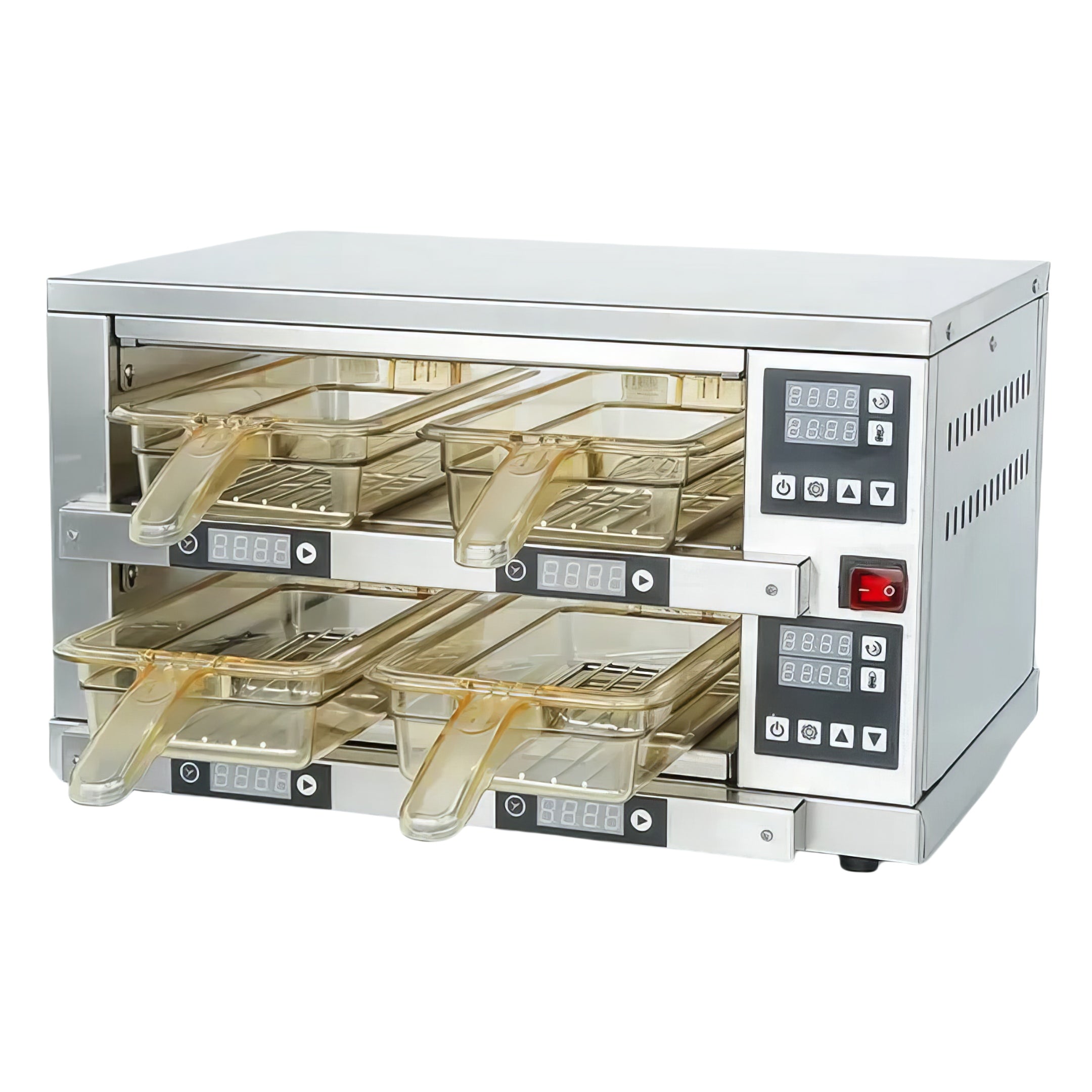 RB2-4 Tabletop Stainless Steel Double-Layer 4-Tray Food Warming Cabinet & Heated Holding Station