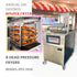 PFE-5910 Heavy-Duty Electric Pressure Fryer 17KW 99lb / 75KG Shortening 8 Head with Oil Filtration System