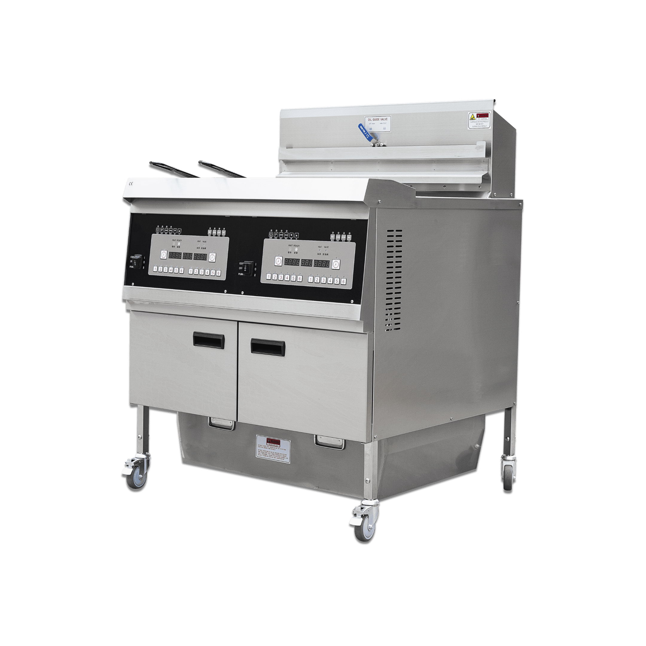 Dual Tank Electric Open Deep Fryer with Oil Filtration System and Programmable Controls OFE-302