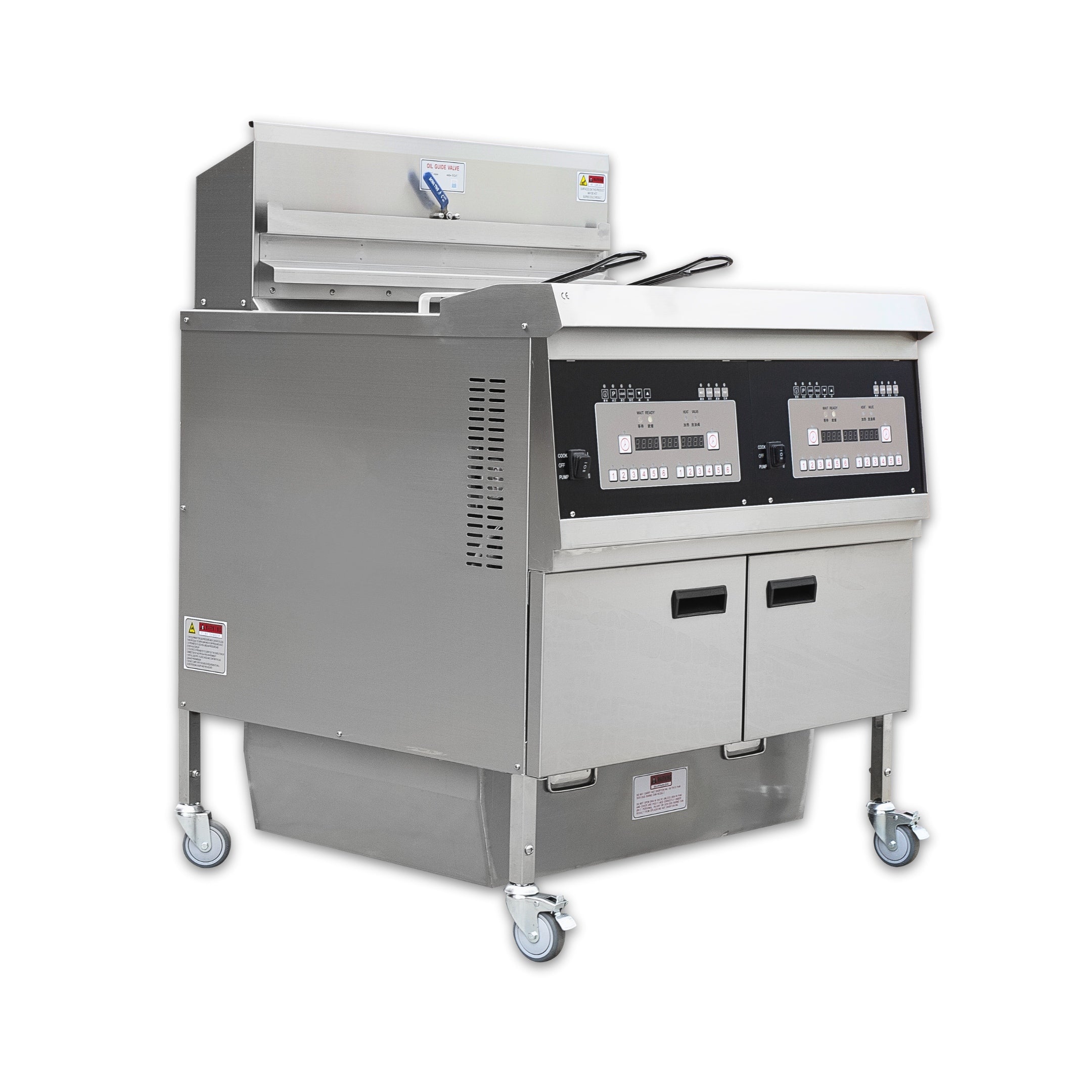 Dual Tank Electric Open Deep Fryer with Oil Filtration System and Programmable Controls OFE-302