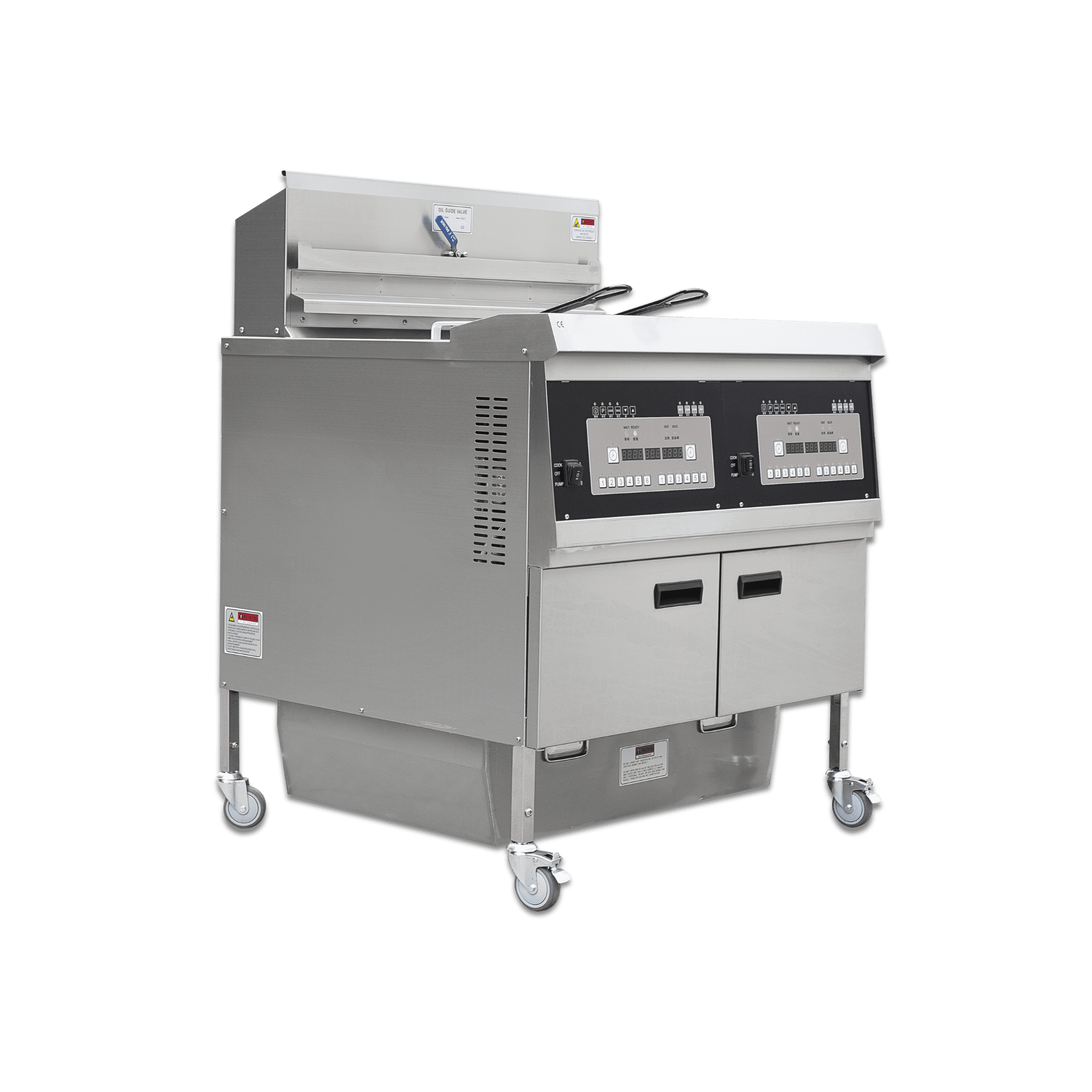 Dual Tank Gas Open Deep Fryer with Oil Filtration System and Programmable Controls OFG-302