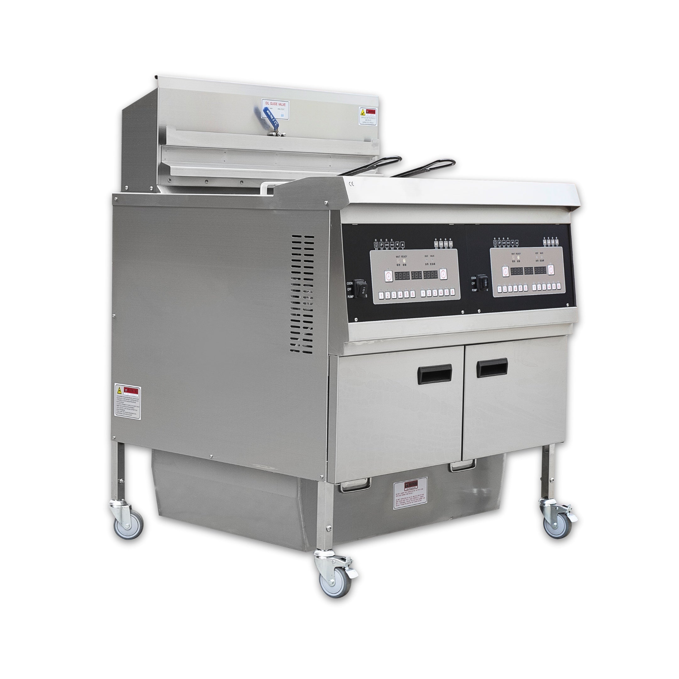 Dual Tank Gas Open Deep Fryer with Oil Filtration System and Programmable Controls OFG-302