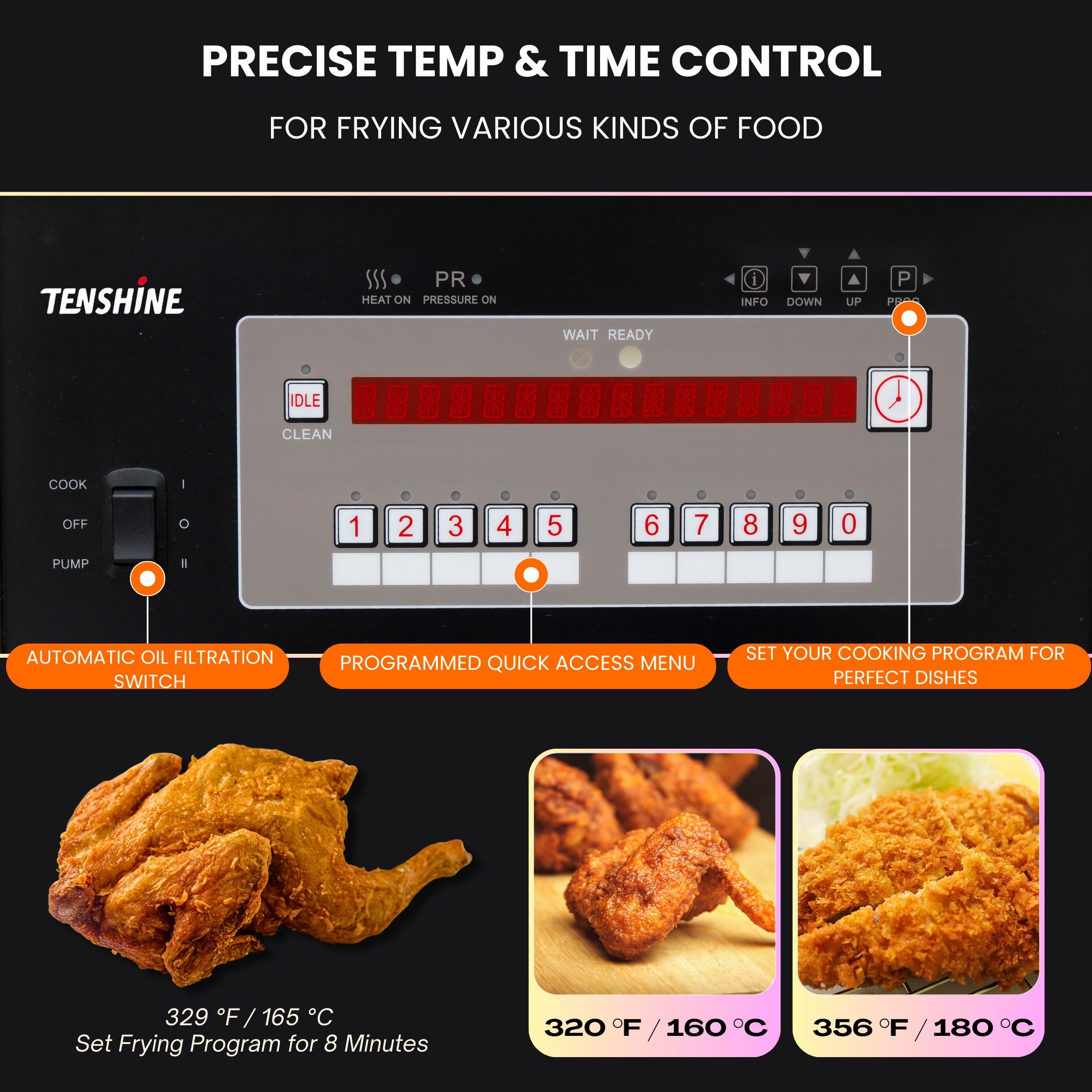 PFE800 Commercial Electric Pressure Fryer 13.5KW 53lb/24L with Oil Filtration System