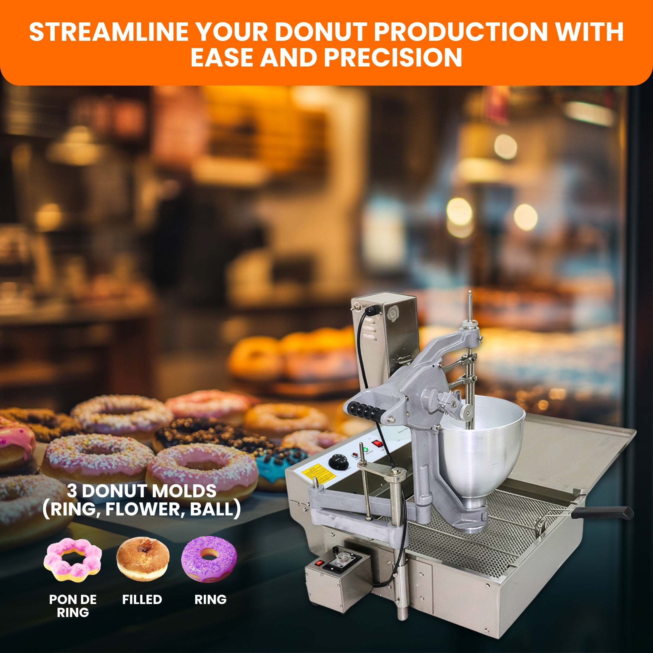 Desktop Semi-Automatic Donut Maker with 3 Adjustable Thickness Molds Donut Machine T-102S