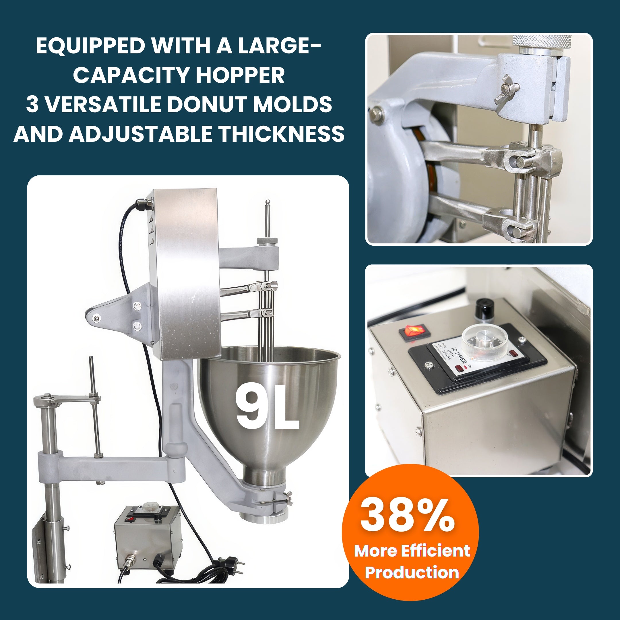 Desktop Semi-Automatic Donut Maker with 3 Adjustable Thickness Molds Donut Machine T-102S