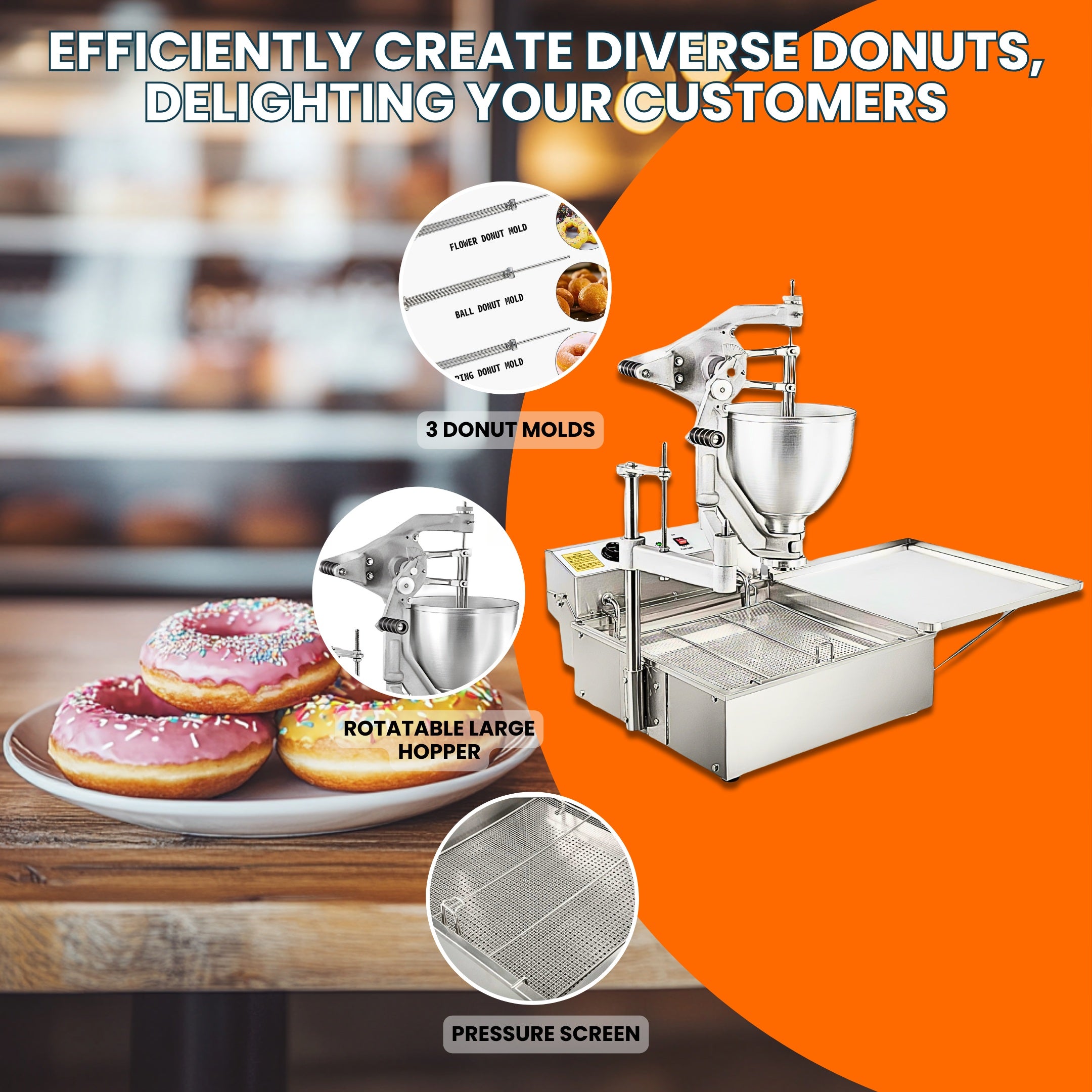 Desktop Manual Donut Maker with 3 Adjustable Thickness Molds Donut Machine T-102